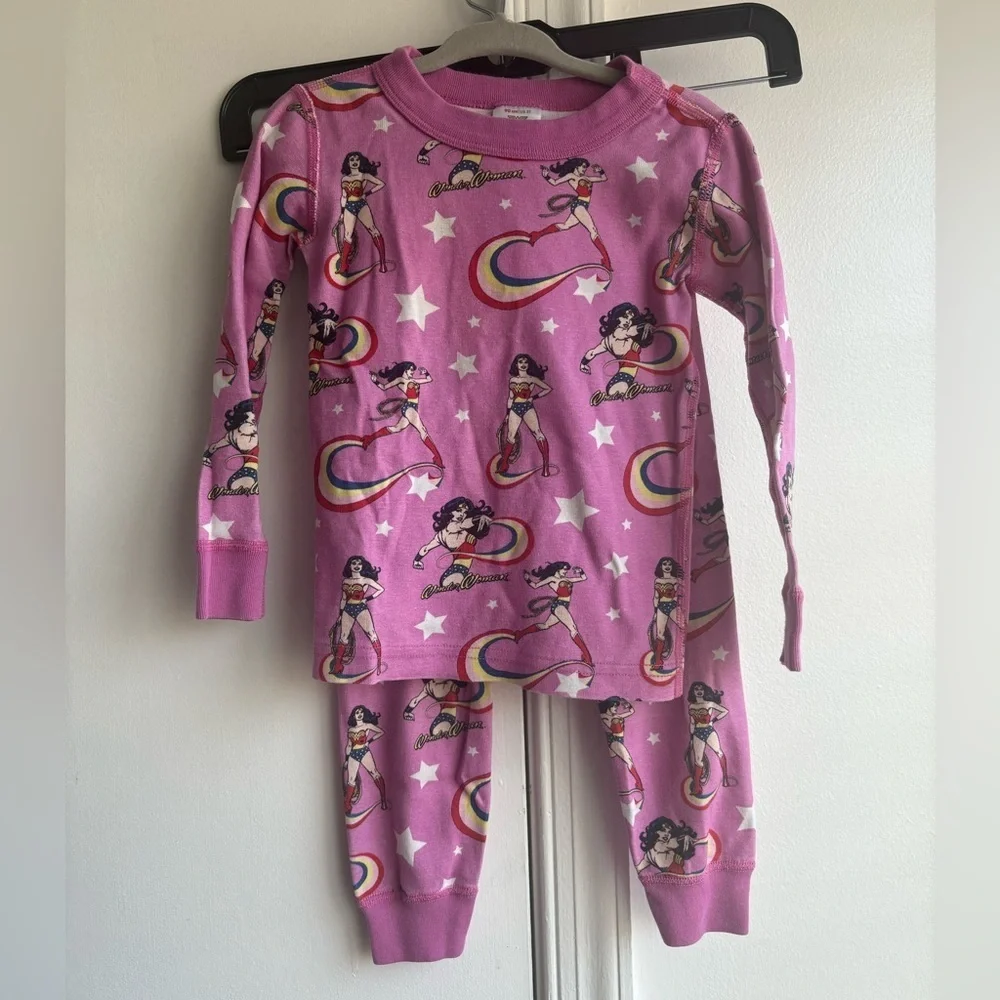 Hanna Andersson Pink Wonder Woman Superhero Kids Pajama Set